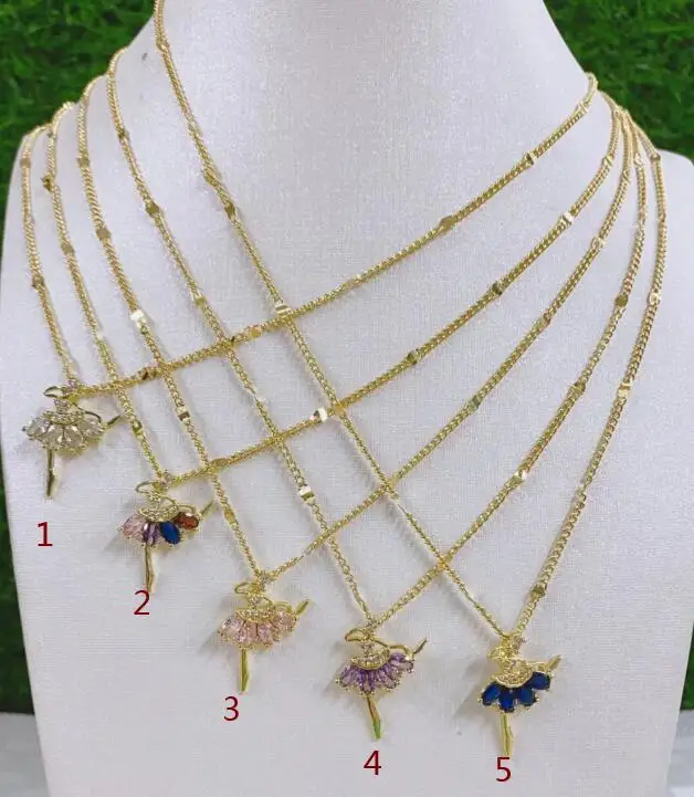 

dancing girl Necklace For Women Girls Gold Plated Pendant CZ Pave Wholesale Party Birthday Jewelry d4tgs Necklace
