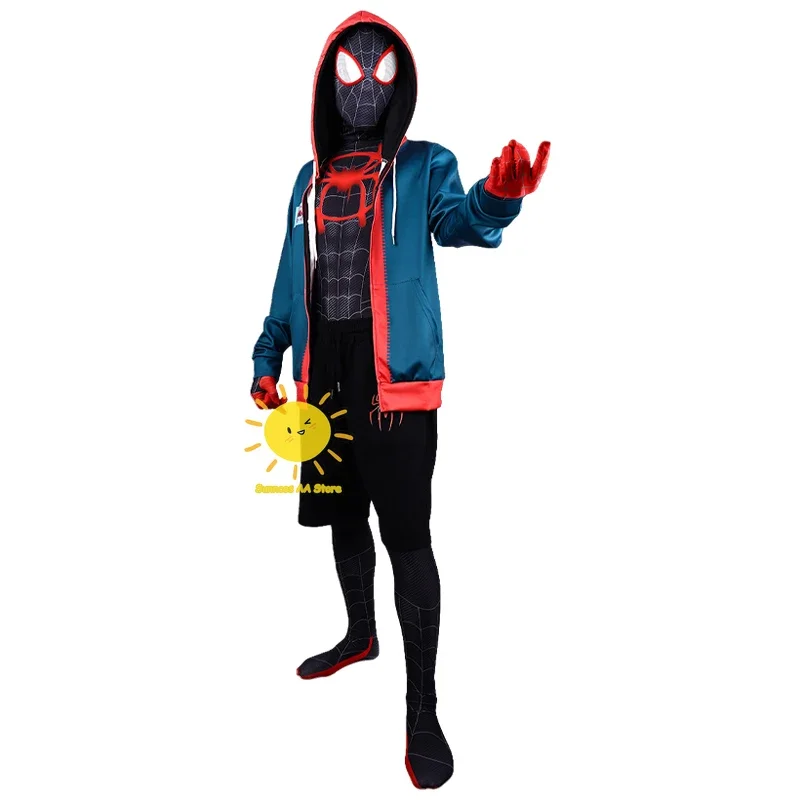Фото BEAST KINGDOM Spider Miles Morales Косплей Хэллоуин Куртка Боди Маска Костюм Для Вечеринки Костюмы Spider Miles Фэнтези для Унисекс №2