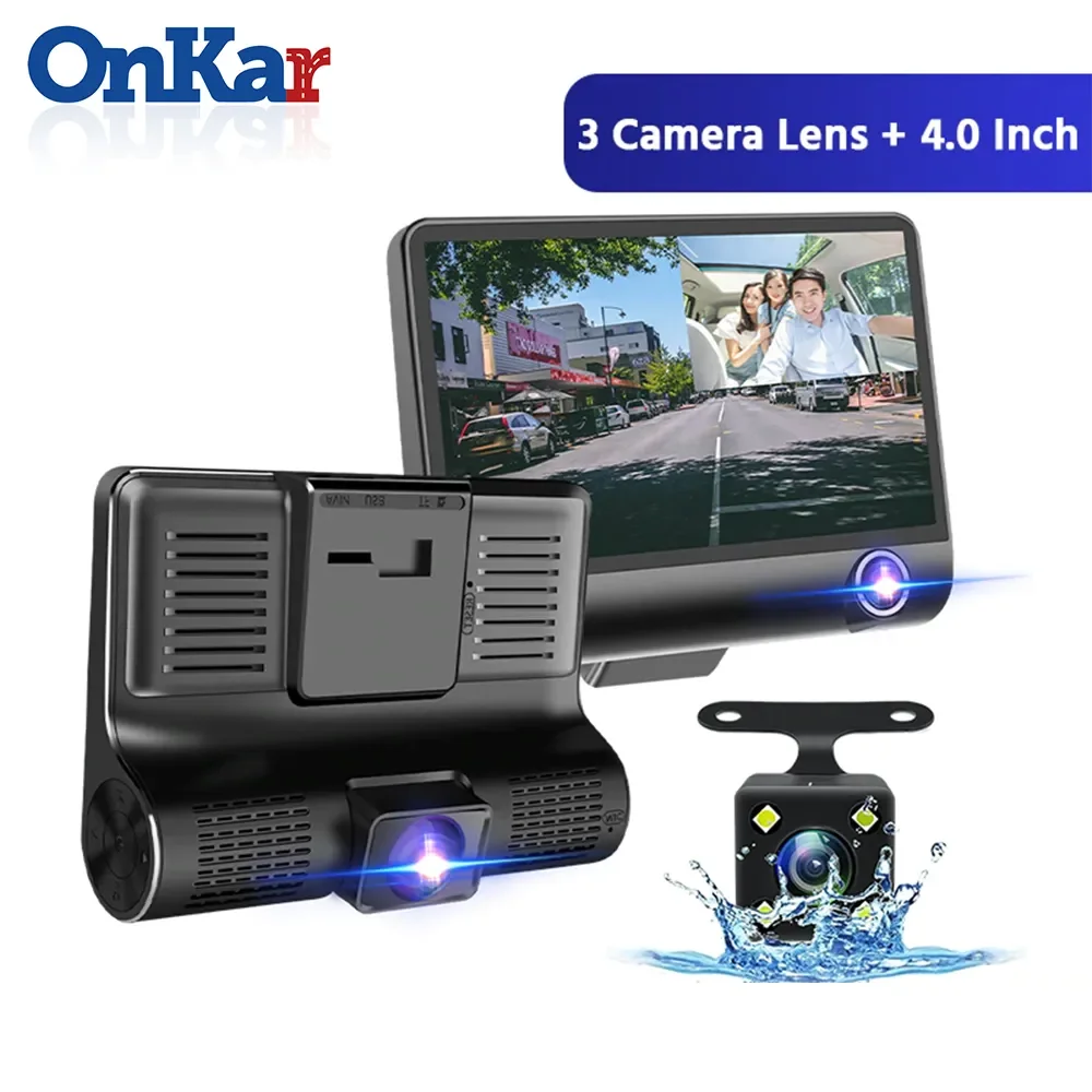 

4 Inch 3 Lens Car Dash Camera With Rear View Camera HD Car DVR 170 Wide Angle Dash Cam Night Vision Camcorder