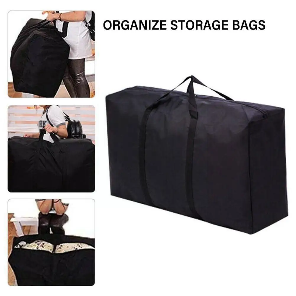 

1Pc Extra Large Storage Bag Reusable Luggage Bag Duffle with Travel Waterproof Camping Bag Zippers Moving Foldable Handles K8V4