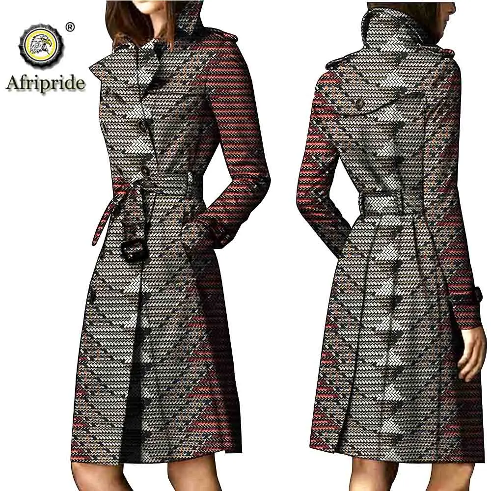 2023 African Coats for Women Bazin Riche Ankara Attire Pure Cotton Trench Private Custom Wax Batik Print Trench S1824015