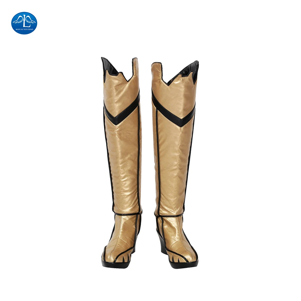 

MANLUYUNXIAO New Arrival Women's Batgirl Cosplay Boots Golden High Tube Female Halloween Carnaval Role Play Shoes