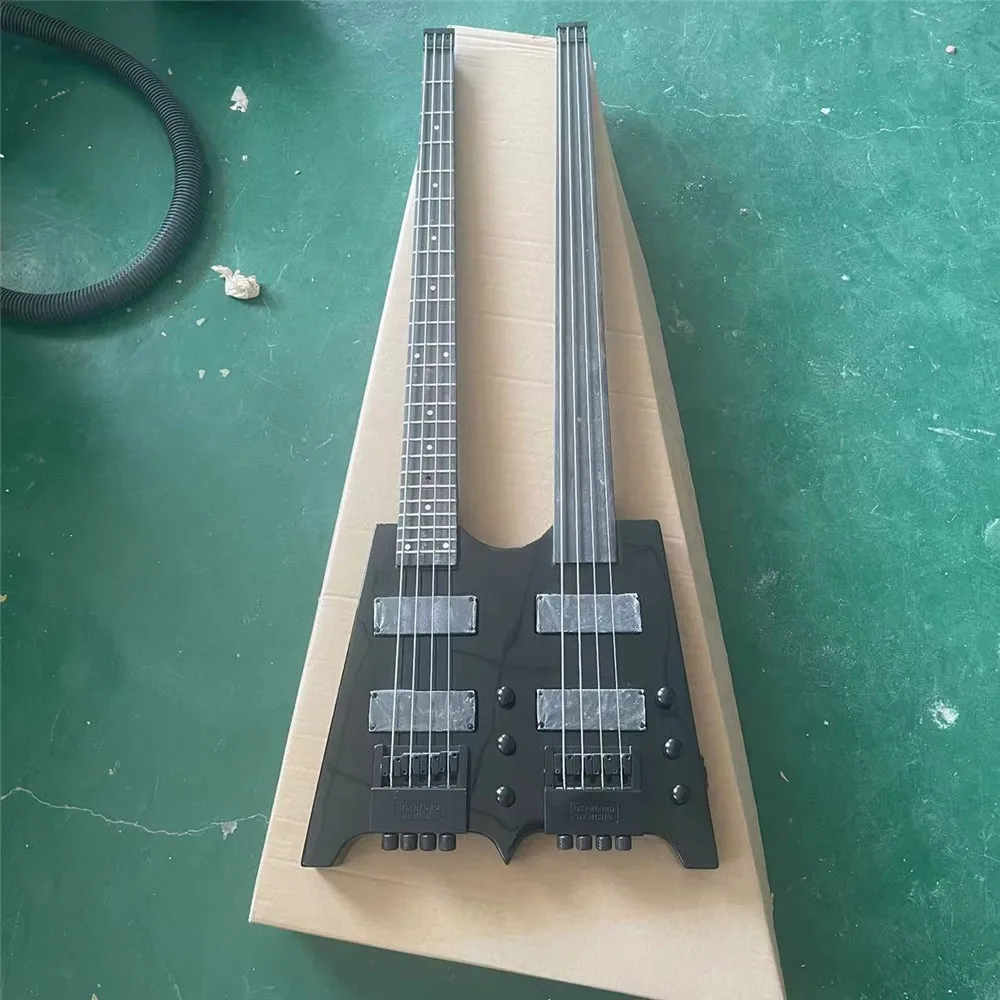 

Free shipping Headless double head black 4 string +4 string electric bass