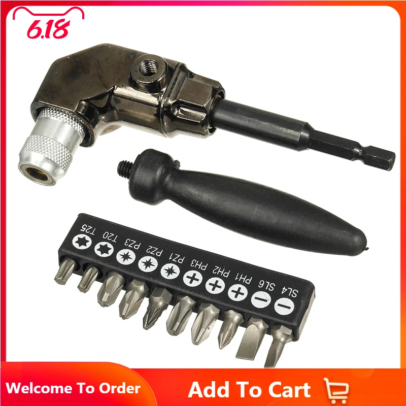 

Угловая отвертка, угловой переходник 90 градусов, для электродрели, дрели