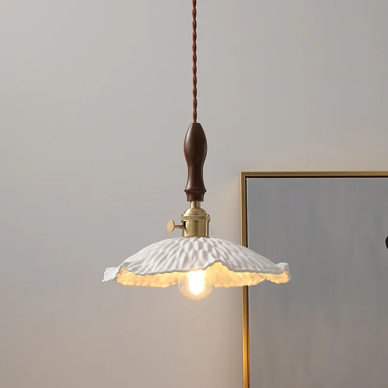 

Nordic Wooden Glass Pendant Lights Vintage Fixtures Home Lighting Bedroom Living Room Beside Copper Lamp Hanglamp Luminaria
