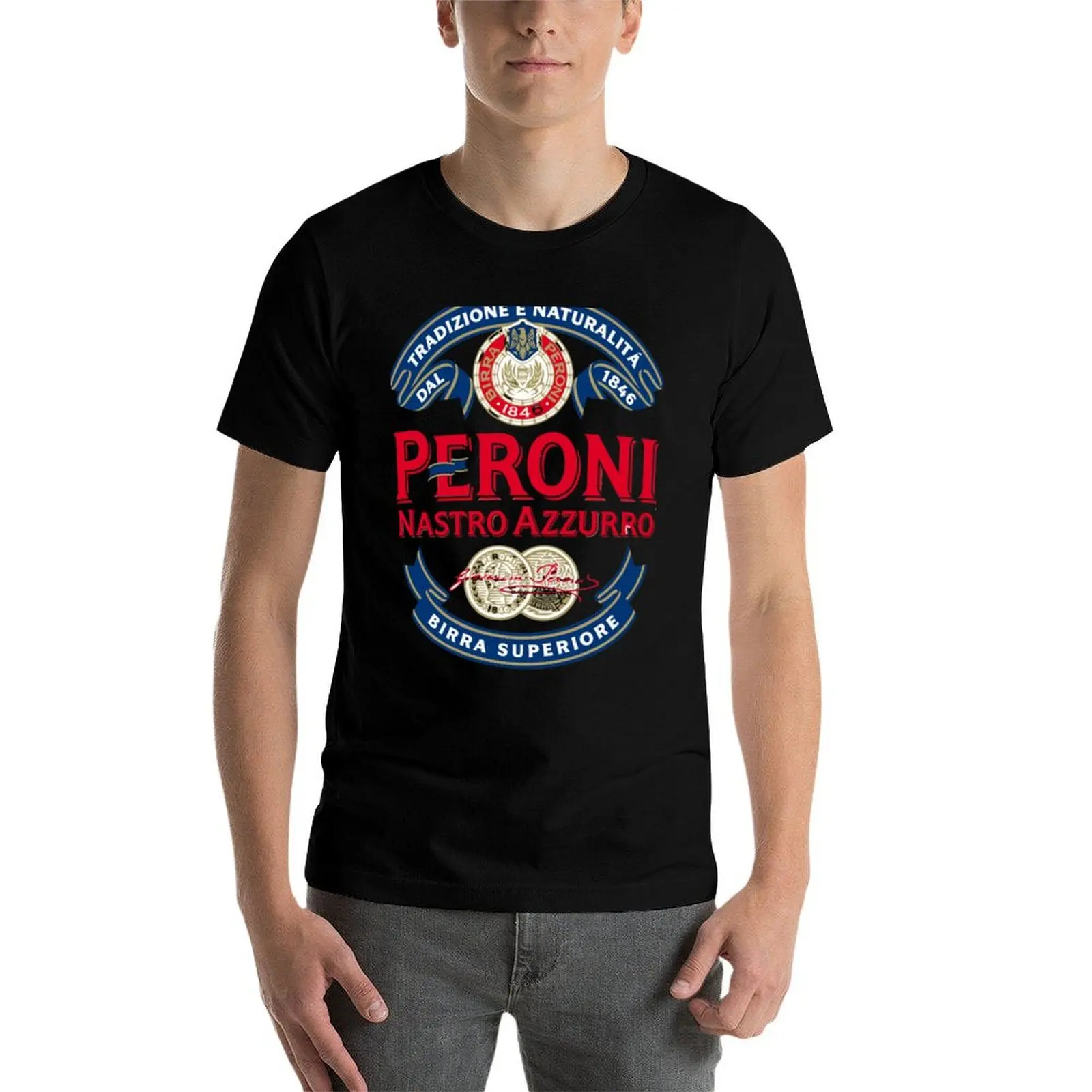 Фото Футболка Peroni Beer Larang Asu с классическим графическим принтом и короткими рукавами №4