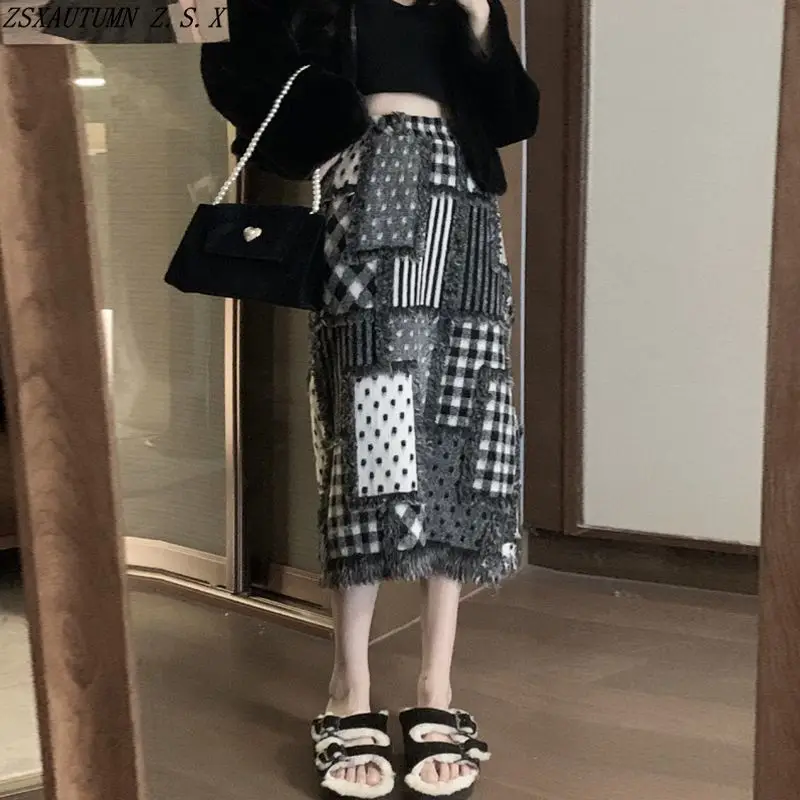 

Fashion Vintage All-Match Half Skirt Women Autumn Winter New High Waist A-line Slim Hip Wrap Skirts High Waist Fish Tail Skirts