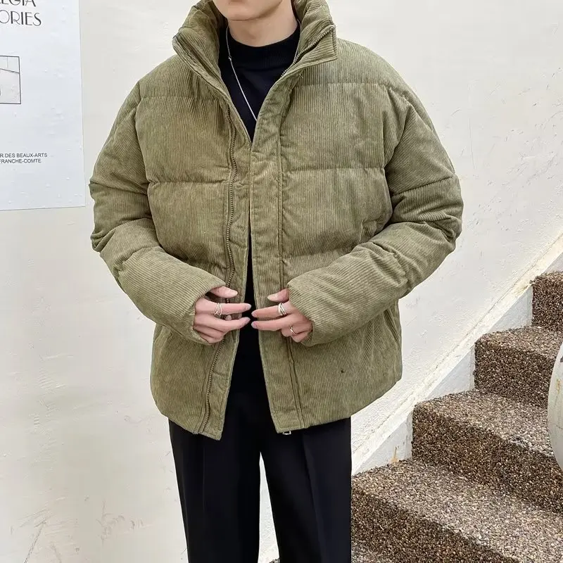 2022 Winter Thicken Corduroy Puffer Parkas Men Loose Casual Jackets Hiphop Overcoat Streetwear Social Parka Jackets Men Clothing