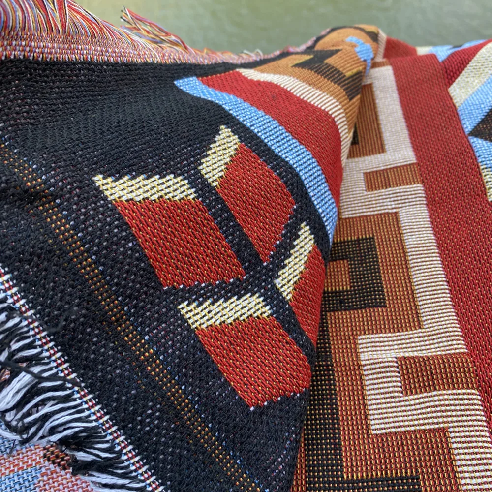 Sofa Decor Woven Thread Blanket Outdoor Rugs Camping Picnic Mat Boho Nordic Bed Plaid Couch Cover Carpet Tassels |