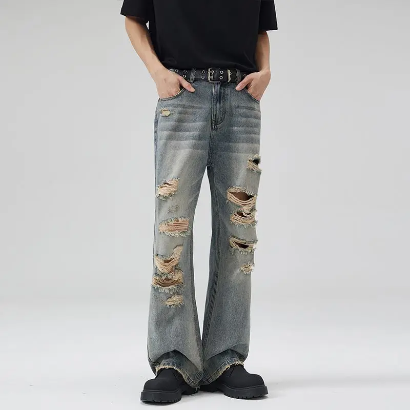 KSTUN потертые джинсы мужские рваные мотоциклетные джинсовые брюки в стиле хип-хоп