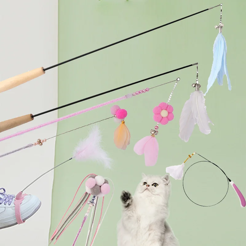 

Funny Cat Toy Simulation Bird Interactive Cat Toy Feather Bird with Bell Cat Stick Toy Exercise Cat Toy Supplies Catnip
