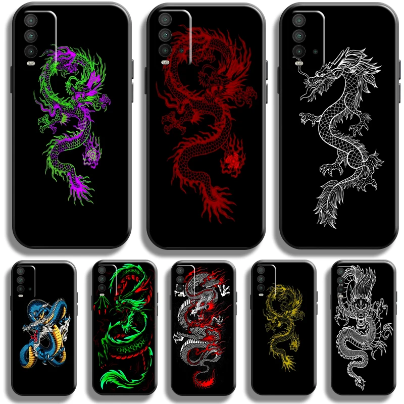 

Dragon Animal Pattern For Xiaomi Redmi 9T Phone Case Liquid Silicon Back Funda Coque