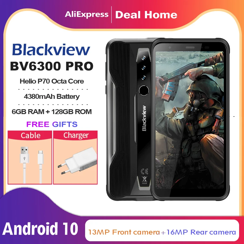 Смартфон Blackview BV6300 Pro прочный 6 + 128 ГБ IP68 4380 мА · ч Android 10 NFC 4G мобильный телефон