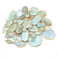 natural stone pendants multi shapes amazonite stone accessories charms for jewelry making necklace bracelet