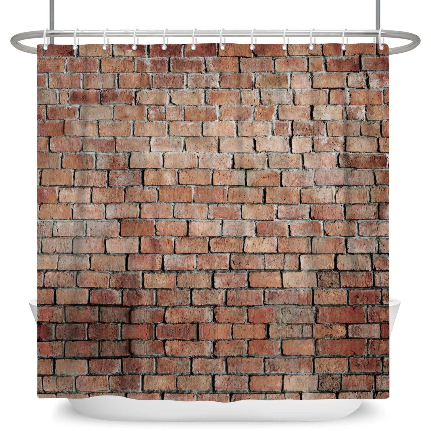 

Brick Wall Shower Curtains 3D Printing Vintage Stone Brick Bath Hanging Curtains Waterproof Bathtub Bathroom Curtain with Hooks