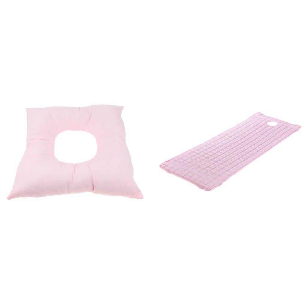 

Thicken Soft Massage Table Sheet Cover with Headrest Face Pillow for 185x70cm Beds Pink