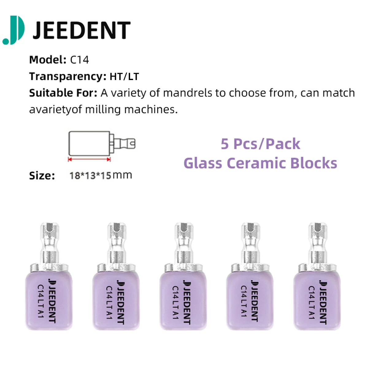 Фото JEEDENT 20 шт. C14 Sirona Lithium Disilicate Block HT/LT - Эстетическая реставрация для зубных коронок и виниров №2
