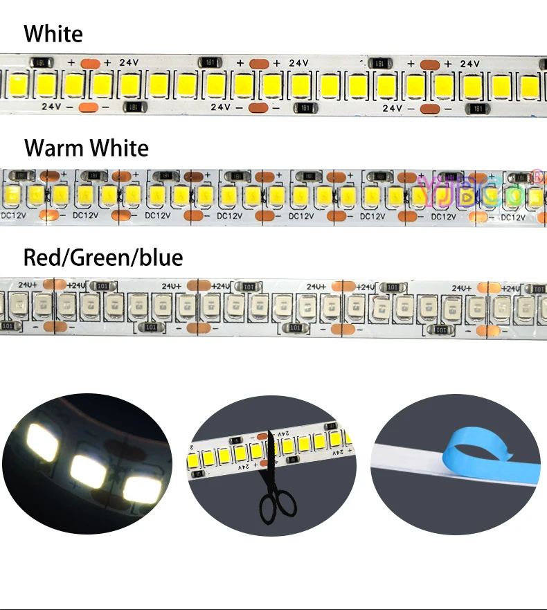 5m 12V High Bright White/Warm White/Red/Green/Blue Flexible LED Strip Tape 240 LEDs/M 120 LEDs/M 2835 SMD Light Bar IP20/IP65