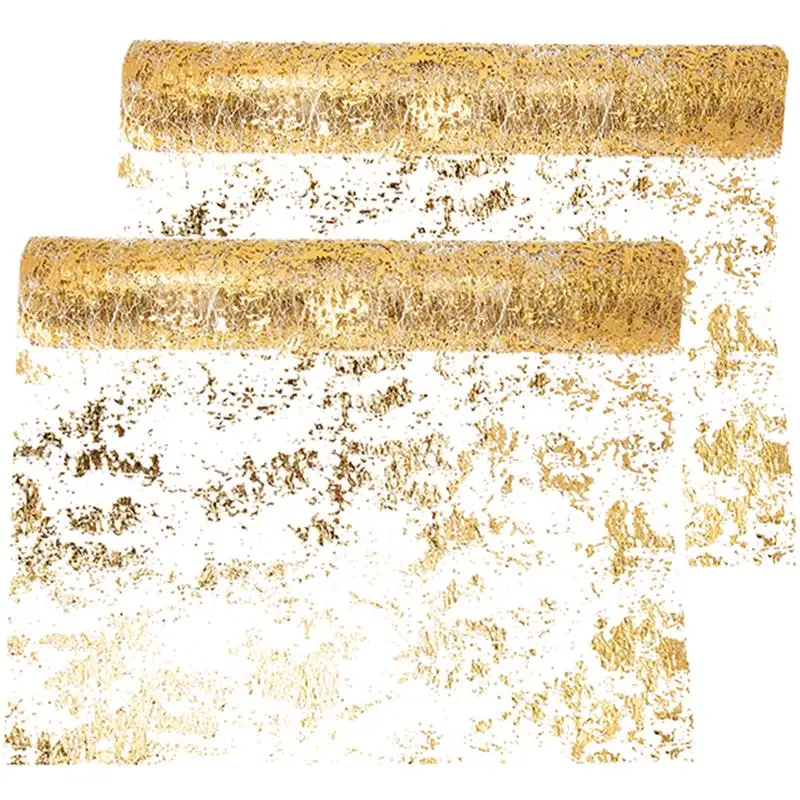 

2pcs Wedding Tablecloths Party Table Runners Dinner Tablecloths Decorative Table Table Flag Stamping Cloud Spot Tulle Roll