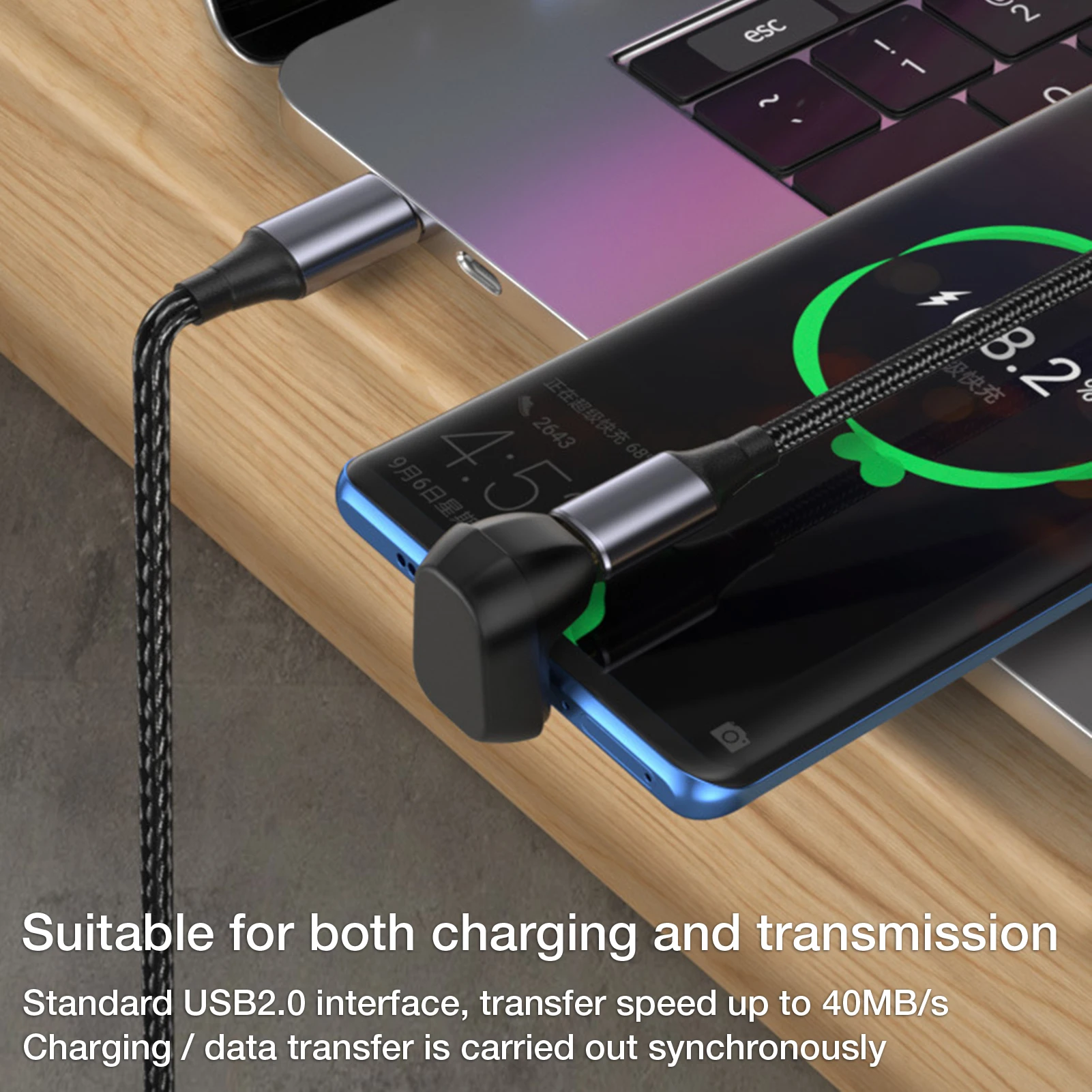 Переходник с Type C на USB 180 Тип штекер гнездо 40 Гбит/с угол 100 градусов вверх и вниз