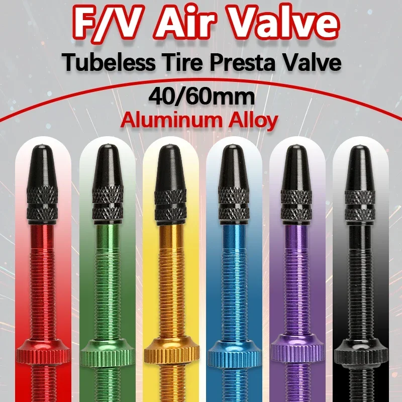 2PCS Bicycle Tubeless Valve Presta FV Air Aluminum Alloy MTB 40mm 60mm Length Mountain Road Bike Parts