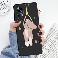 cute bear phone case for xiaomi redmi note 9 pro redmi 9 9a 9t 9c note 10 pro note 8 pro max 7 black carcasa liquid silicon