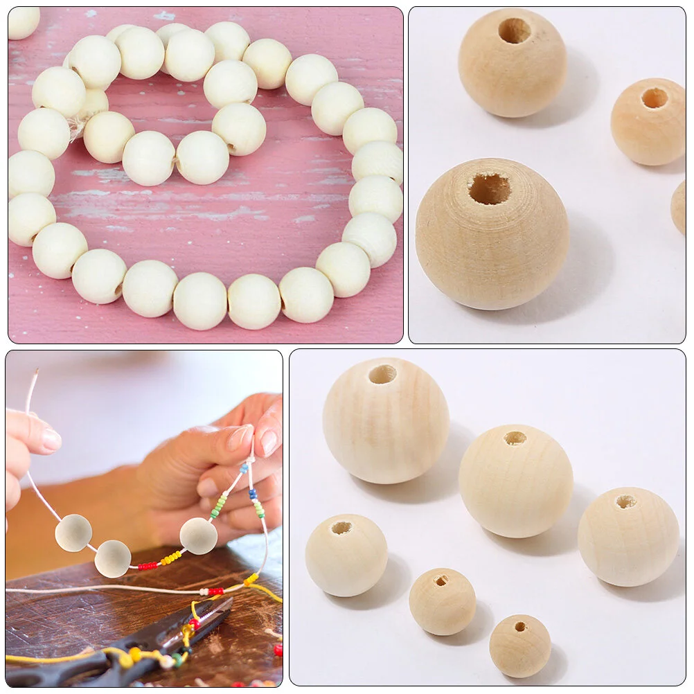 100pcs Round Wood Beads Crafts DIY Beads Pendant Making Beads Garland DIY Beads
