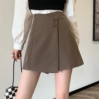 womens 2022 spring and summer high waisted wide leg shorts suit a line front back trousers skirt pants white shorts