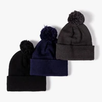 men and women winter warm fleece knitted hats fashion simple casual wool pom pom solid color warm beanie hat