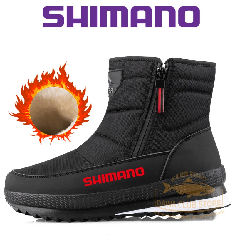 

Новинка, зимняя теплая Повседневная обувь SHIMANO на толстой подошве, бархатная теплая обувь для рыбалки, мужские черные зимние ботинки из хлоп...