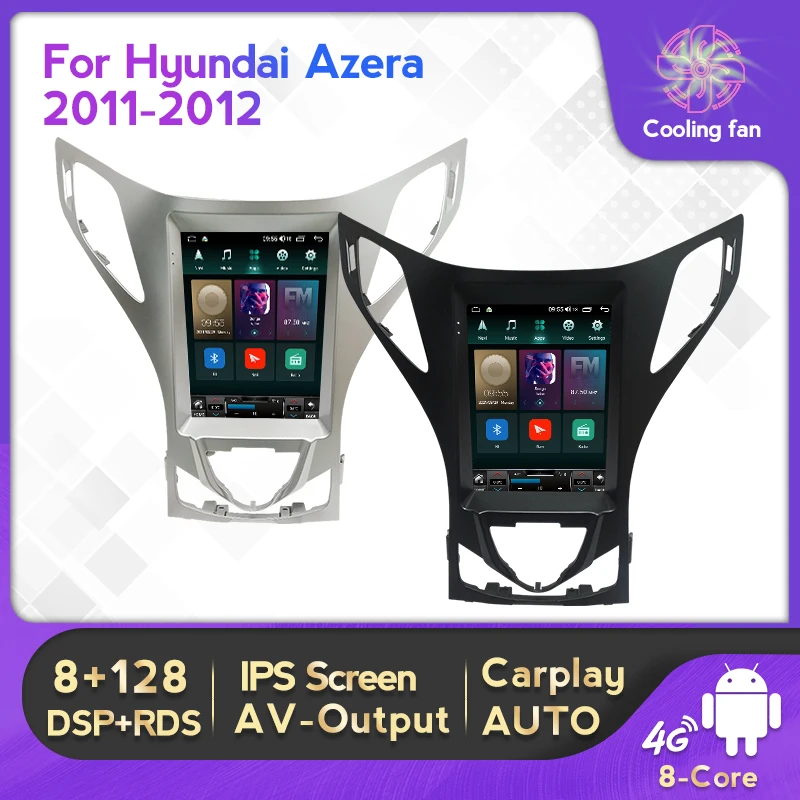 Беспроводная Автомагнитола для Hyundai Azera 2011 2012 2Din Android 11 8 + 128G мультимедийный плеер