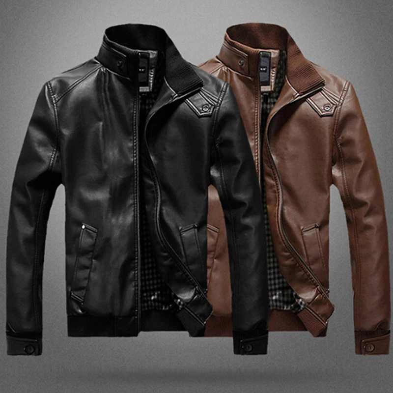 

Fashion Vintage Mens Leather Jacket Men Motorcycle Coat Mens Biker Clothes Spring Autumn Tops Korean Slim Male Coats New