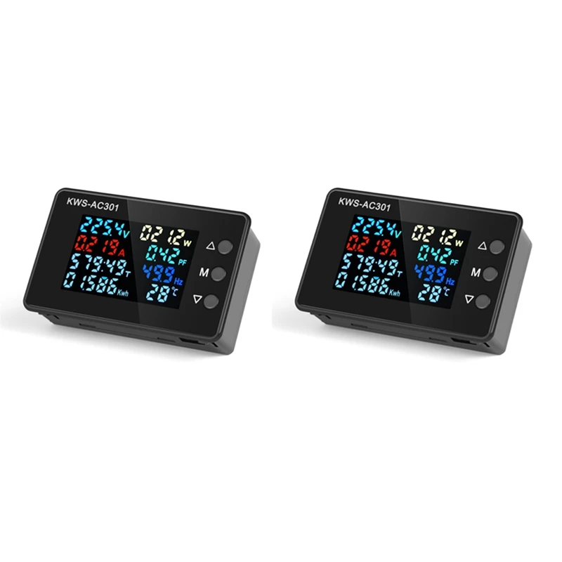 

2X Digital Display Current Voltmeter 50-300V AC Wattmeter Multifunction Electric Meter Power Detector AC 20A