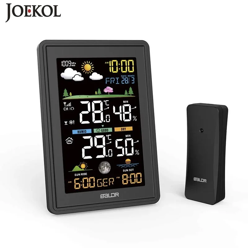 

BALDR Wireless Digital Color Display Weather Station Clock Barometer Thermometer Hygrometer Trend Forecast Outdoor Sensor