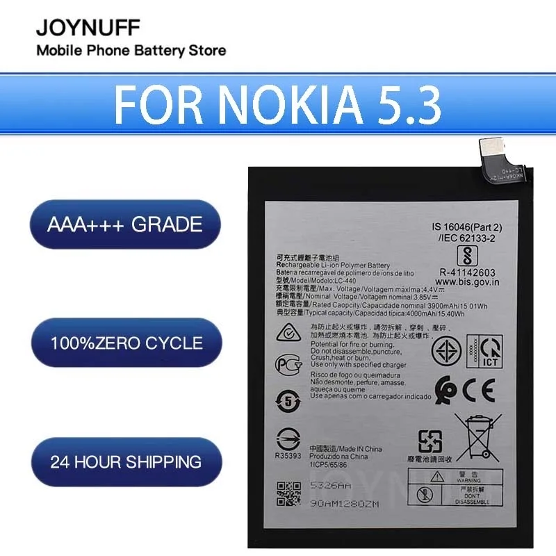 

New Battery High Quality 0 Cycles Compatible LC-440 For Nokia 5.3 NK5.3 TA-1234 TA1223 TA-1227 TA-1229 Replacement Lithium+TOOL