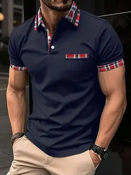 2023 Summer New Men's Casual Short-Sleeved Polo Shirt Business Fashion Lapel T-Shirt Men's Breathable Polo Shirt Men's Clothing