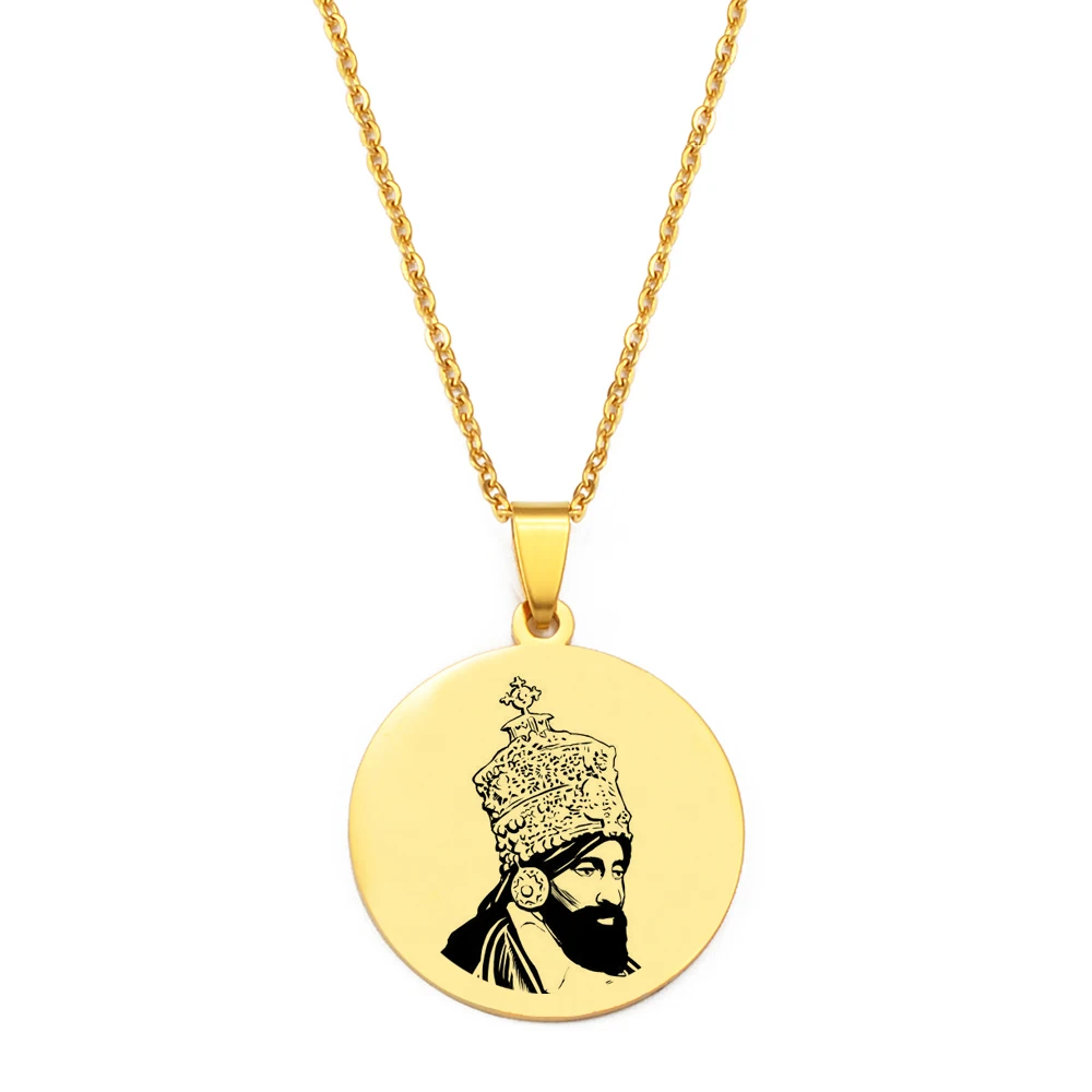 Anniyo 3 см Haile Selassie-Emperor of подвеска с Эфиопией ожерелья ювелирные изделия # D0029