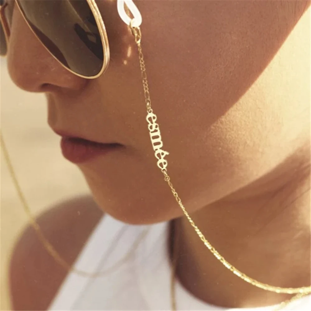 

Stainless Steel Glasses Chain Customized Name Bohemian Sunglasses Chain Fashion Straps Anti-Skid Lanyard Jewelry Gift For Women