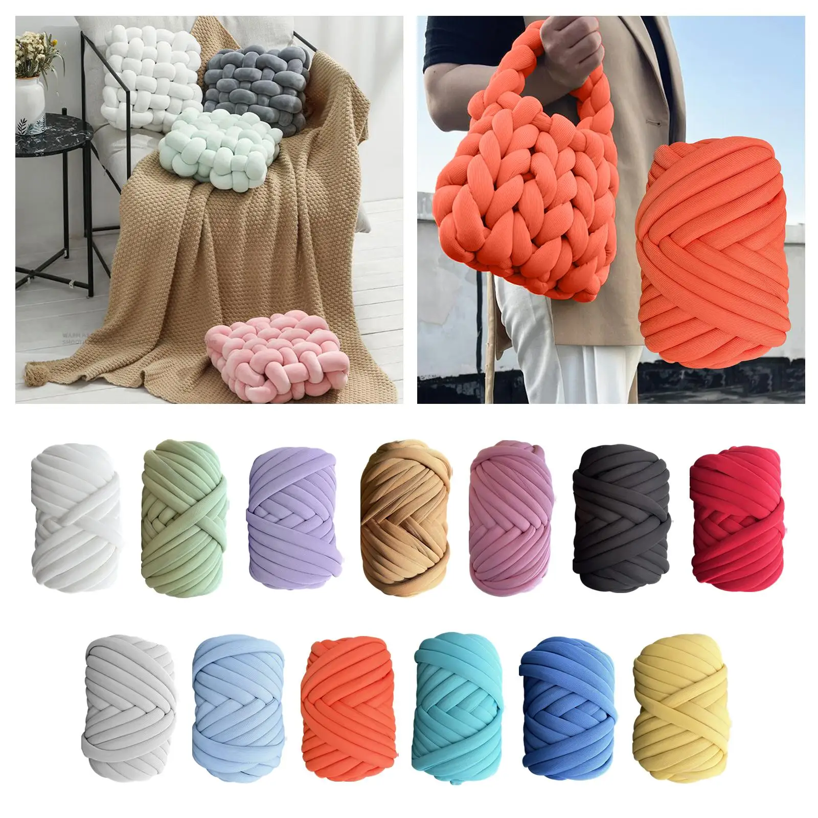 Трубчатая пряжа Jumbo огромная для вязания на руке 250 г крупная объемная детских