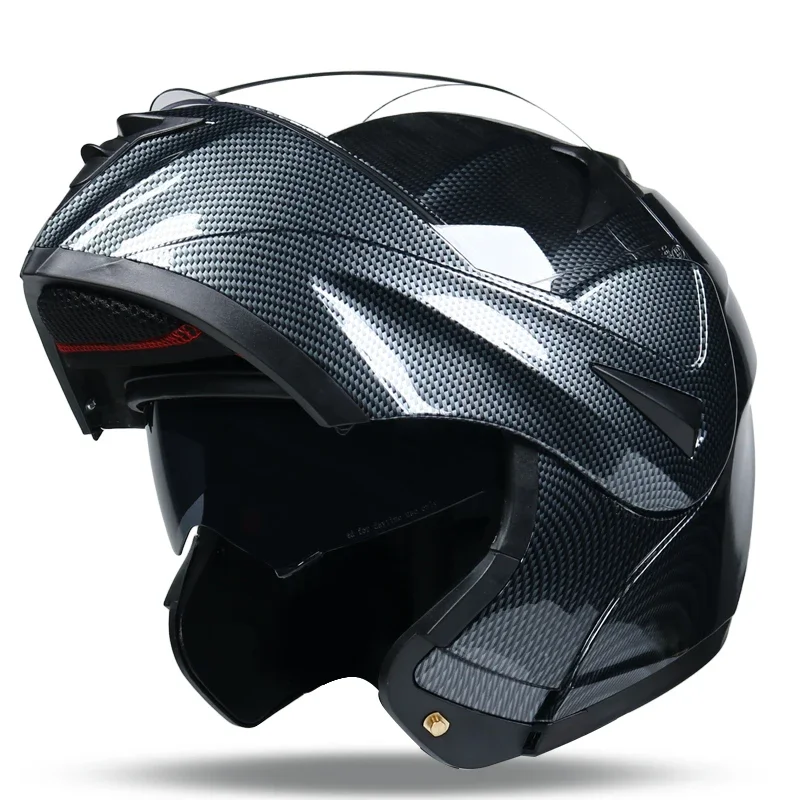 

New Flip Up Motorcycle Helmet motorcycle double lens full face helmet With Inner Sun Visor DOT approved cross helmet CH