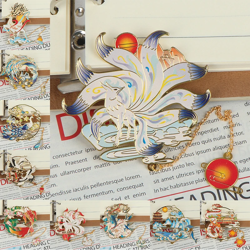 

Luxury Metal Bookmark Chinese Retro Carving Bookmarks Book Clip Pendant Teachers Students Gift School Office Stationery Supplies