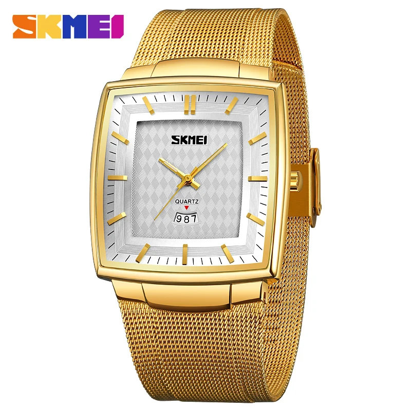 

SKMEI Luxury 10bar Waterproof Square Quartz Watch Simple Watch For Men Stainless Steel Male Clock Wristwatches reloj hombre