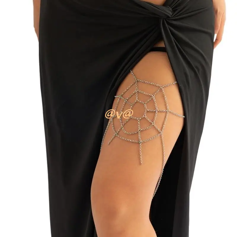 

Women Punk Dangle Spider Web Shape Thigh Chain Ladies Rock Halloween Leg Chain