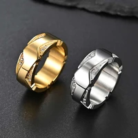 stainless steel male men gold color rotatable rings fashion jewelry usa size 7 8 9 10 11 12