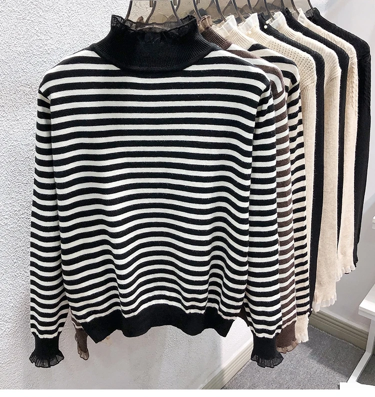 Нижняя рубашка в полоску женская осенне-зимняя одежда внутренняя водолазка