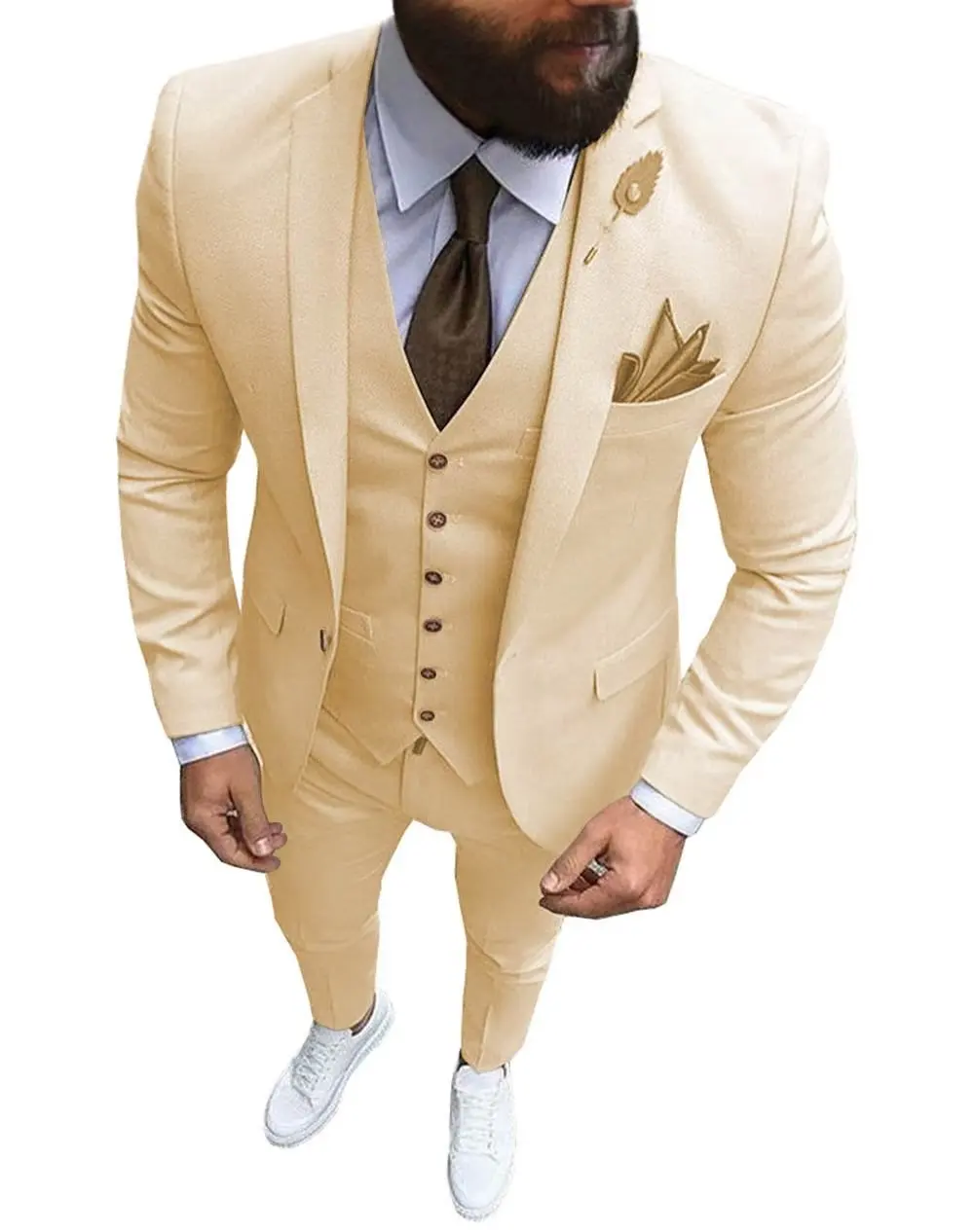 

3PC Formal Men Suit Notch Lapel Slim Fit Groom Business Tuxedo Single Breasted Male Blazer Set Party Wedding (Jacket+Vest+Pants)