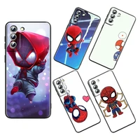 cute spiderman for samsung galaxy s22 s21 s20 s10 s10e s9 s8 s7 pro ultra plus fe lite tpu black luxury silicone soft phone case