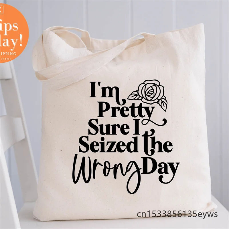 

Я уверен, что изъял не тот день, графический хипстер, мультяшный принт, шоппер, сумки для покупок, сумка для девушек