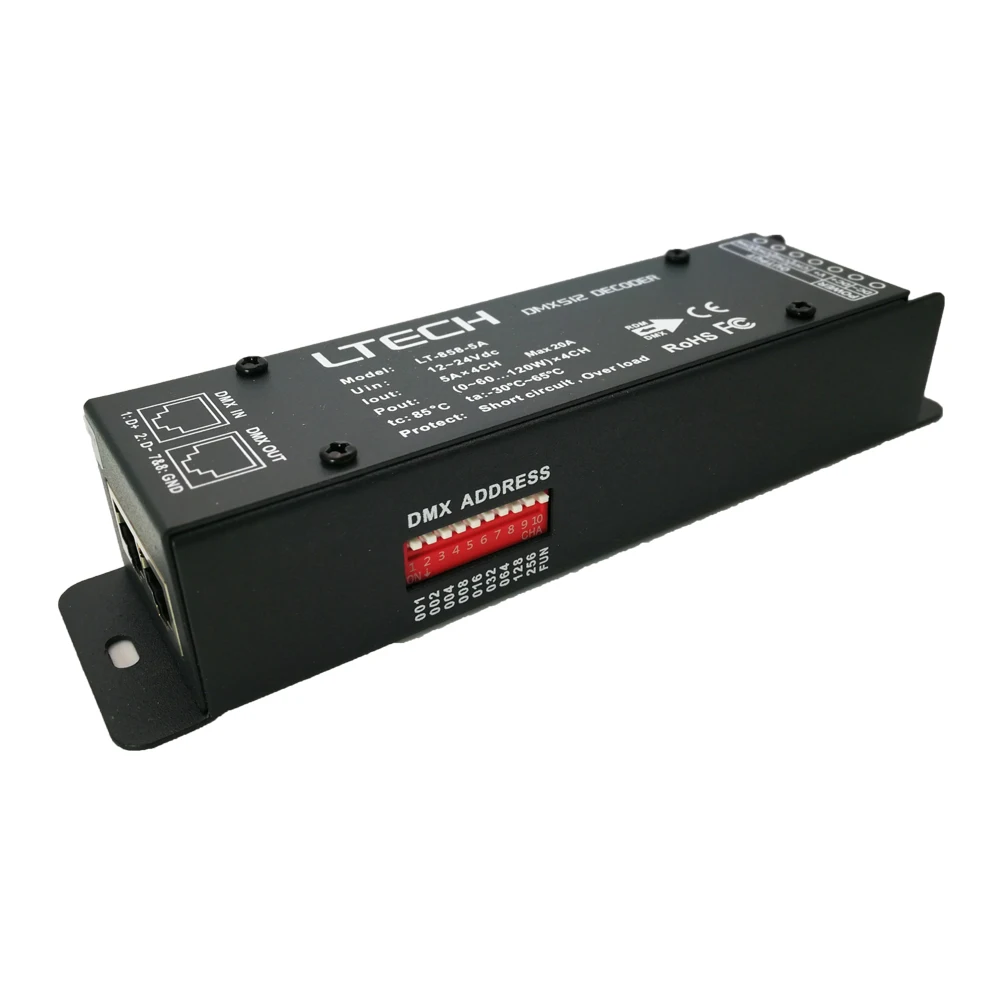 

Новинка, светодиодный декодер LTECH, декодер DMX, лента RGBW, Φ 5A * 4, 20A, выход 0-100%, диапазон регулировки яркости DMX512, Slave