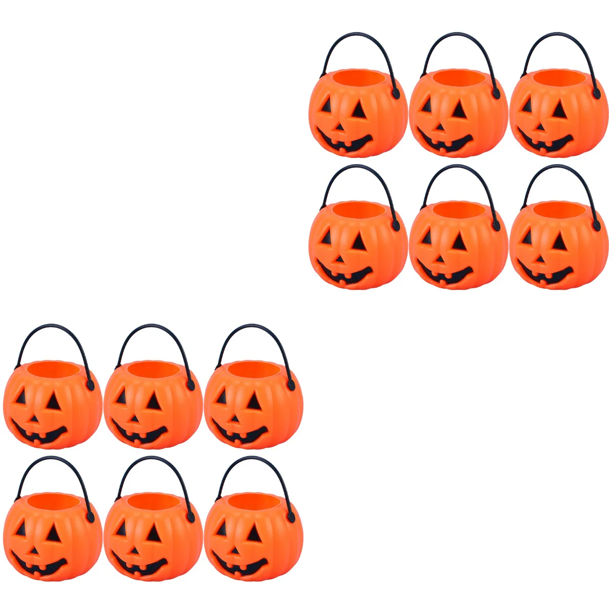 

16 pcs Halloween Portable Pumpkin Bucket Children Trick or Treat Pumpkin Candy Pail Holder Desktop Candlestick Holder